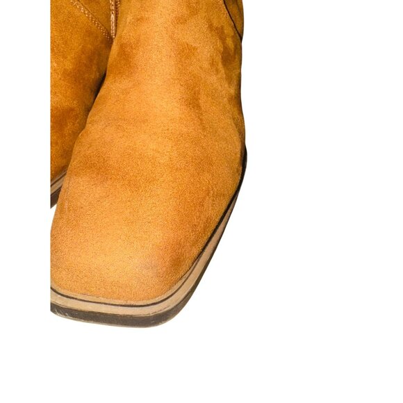 SO Camel Faux Suede Fringe Ankle Western Boots Wedge Heel 8.5 Boho Cowgirl - Picture 14 of 14